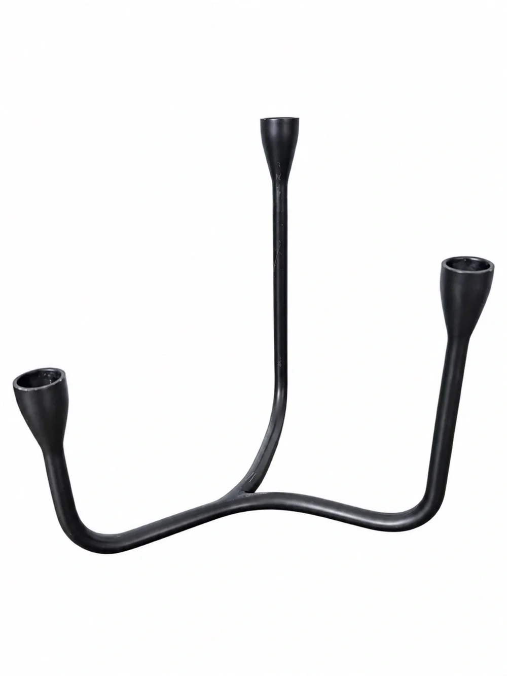 West Elm Black Modern Triple Taper Candle Holder